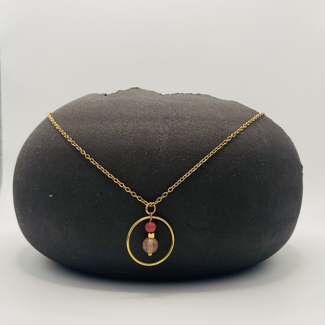 Collier Adèle - quartz rose
