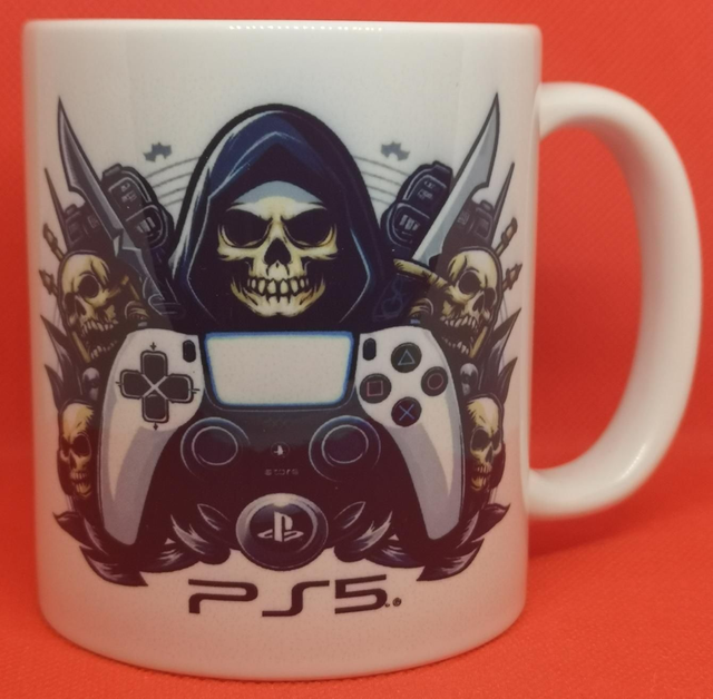 Custom Designed &amp; Printed PS5 Reaper &amp; Controller Gamer 11oz Mug. 
