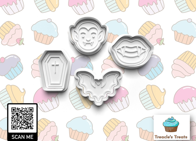 Halloween Vampire theme Fondant/cookie stamps with cutters
