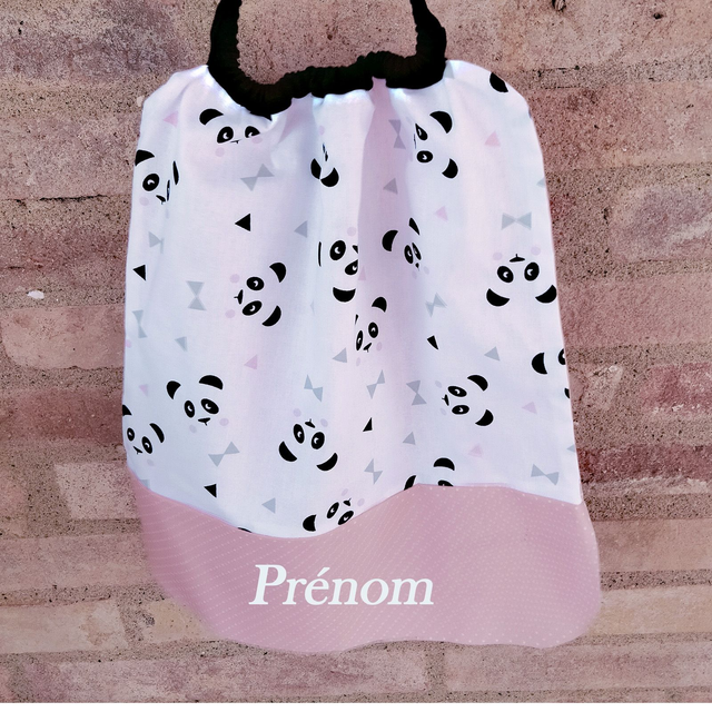 Grand bavoir personnalisée panda dos en coton enduit 