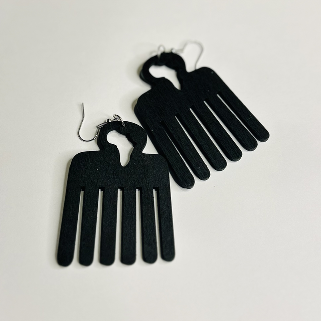 Oorbellen Kam zwart Africa klein