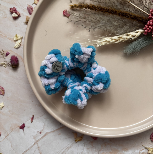Chouchou Zéphyr bleu et lilas