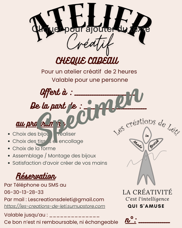 Atelier 2h Prévu au planning