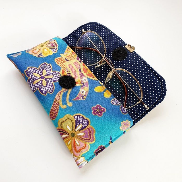 Étuis à lunettes sur mesure &quot;Akane&quot; bleu turquoise