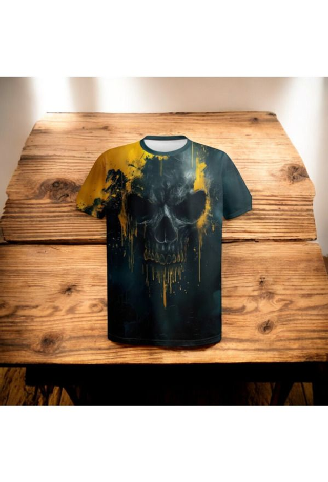  Shirt skull yelloblack XXL