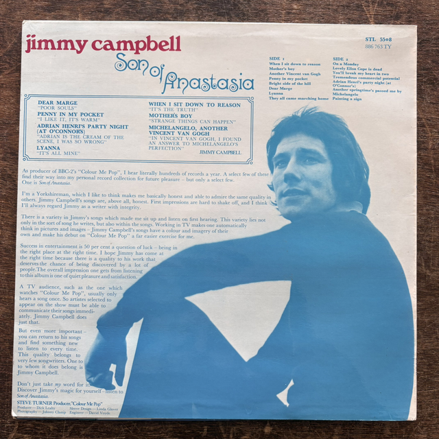 Jimmy Campbell Son Of Anastasia 1969 LP Vinyl Record Fontana Rock