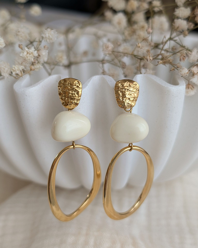 Boucles d'oreilles PAULE écru