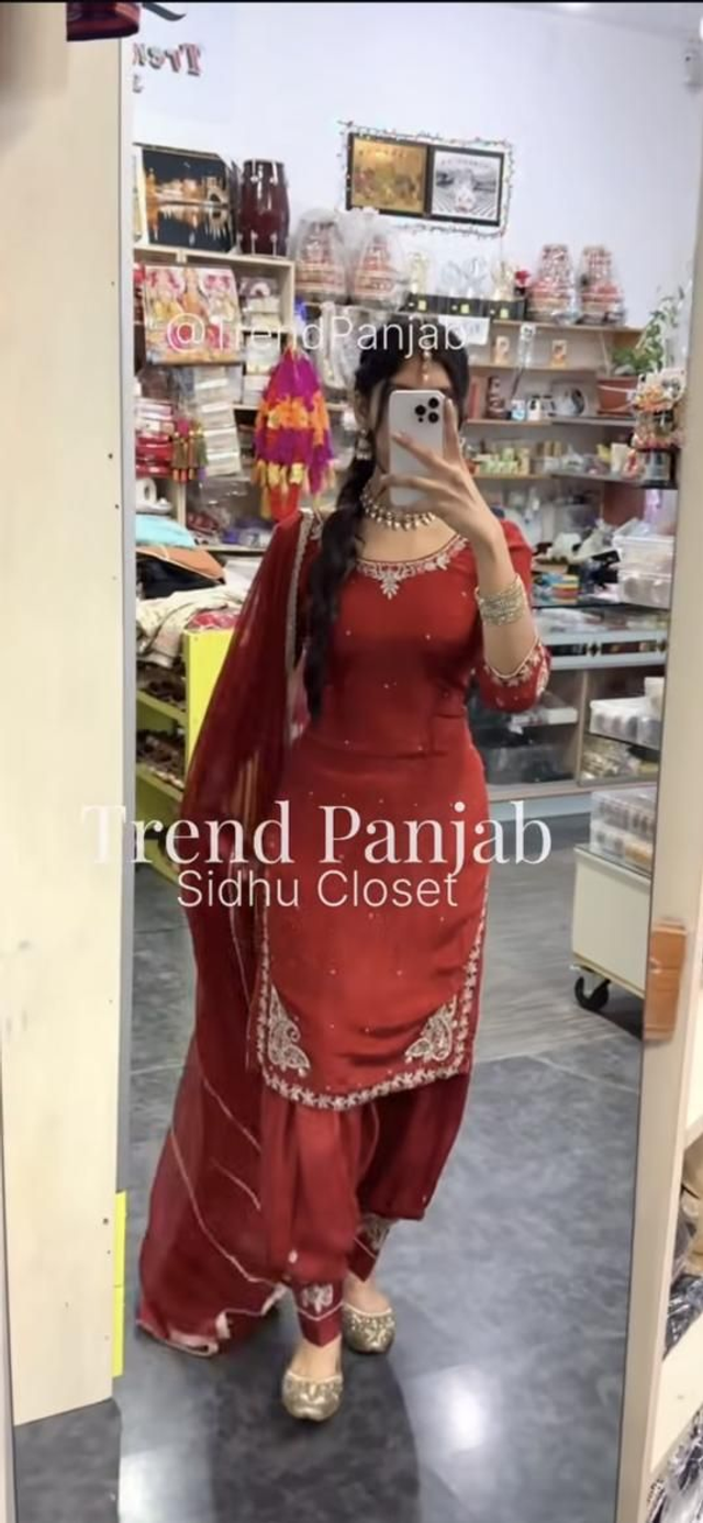 Maroon Red Embroidered Salwar Suit