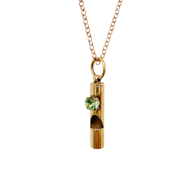 Fischietto con pietra grande verde 