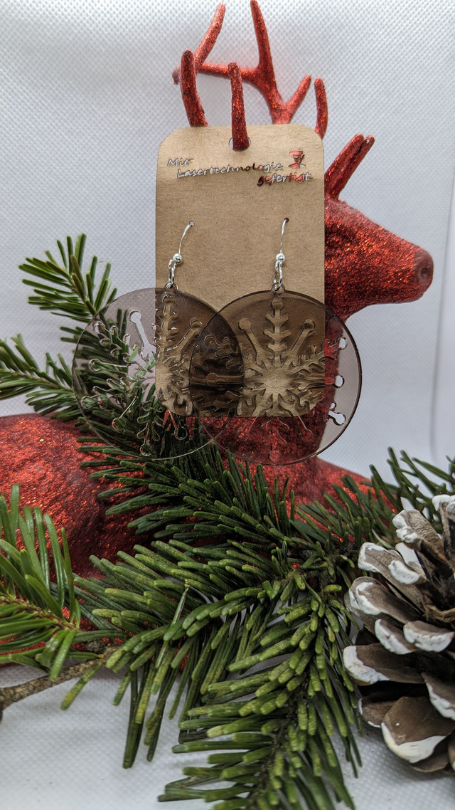 Ohrringe Acryl Schneeflocke groß rund