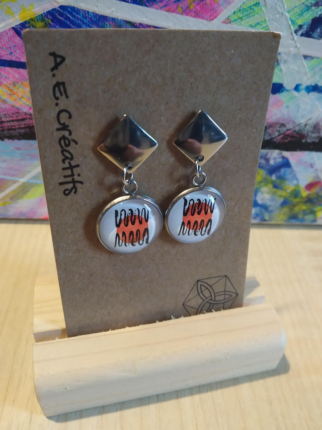 Boucles D&#039;oreilles Cabochons Couleurs Forme 