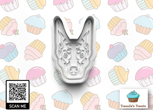 Doberman Head Fondant/cookie stamp with cutter 