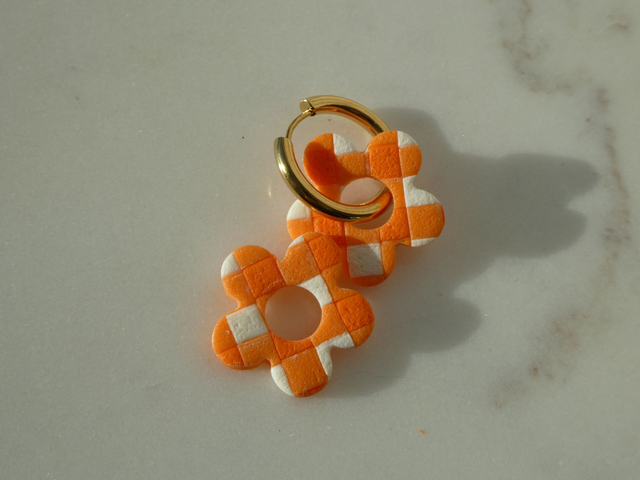 Créoles Fleur vichy orange