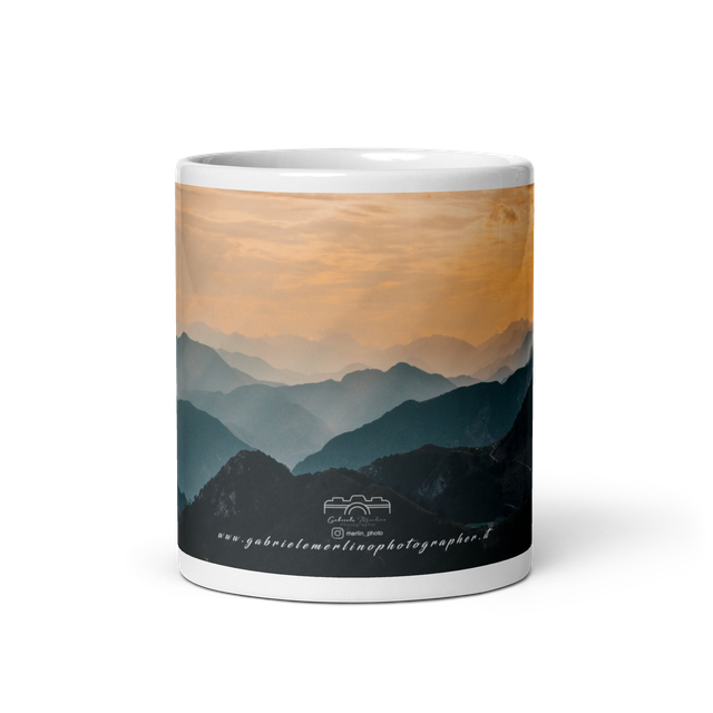  Tazza bianca lucida sunset moutain 