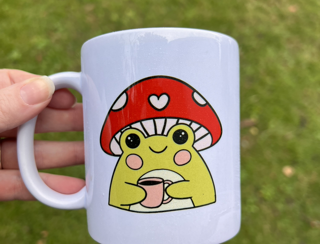 Froggy “toadstool” (white mug)