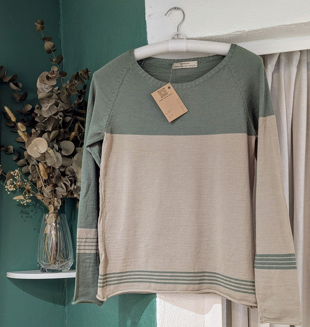 Pull fin unique céladon amande fraîche