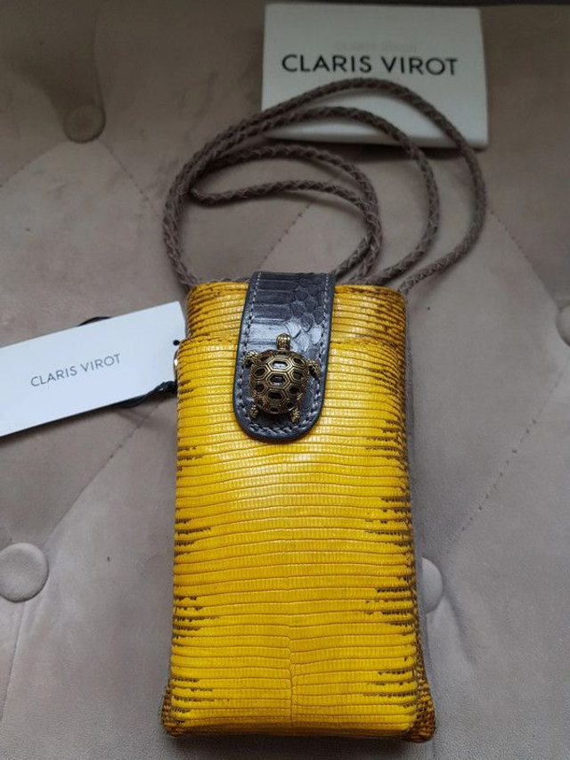 Etui téléphone double Marcus Lézard jaune Claris Virot