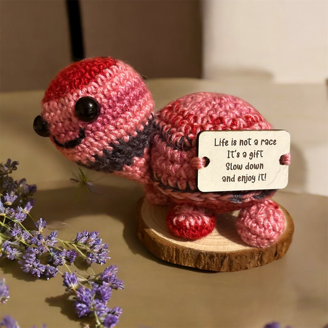 Crocheted positive pal (tortoise)