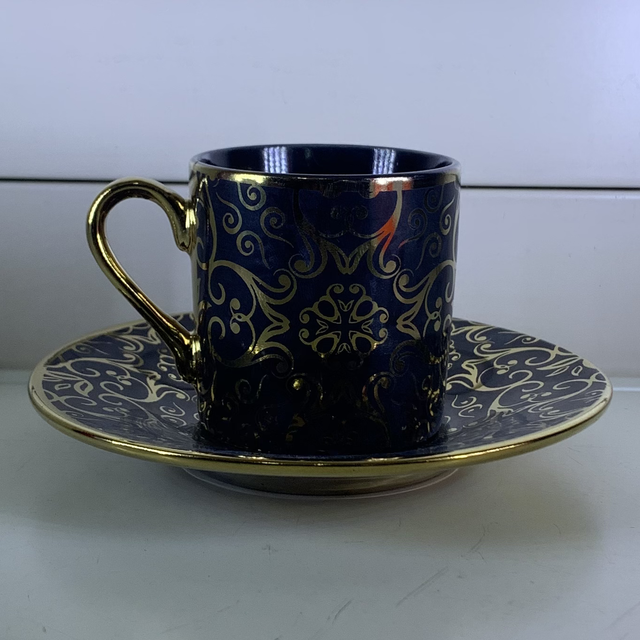 Service à café 6 pièces-noir doré 