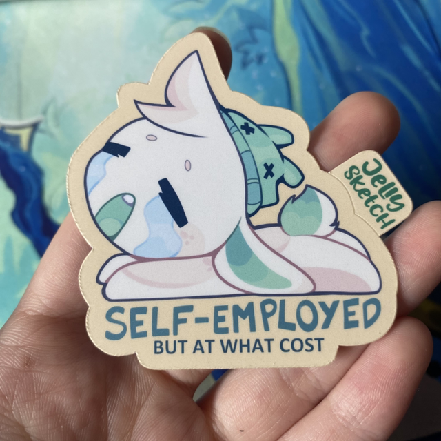 Self-employed but at what cost | Mochi | OC Sticker