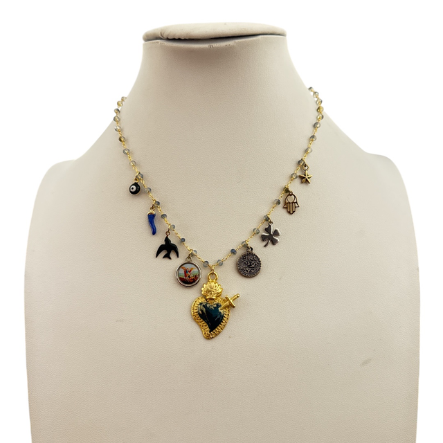 Collana con cuore Ottanio multicharms 25AF-28