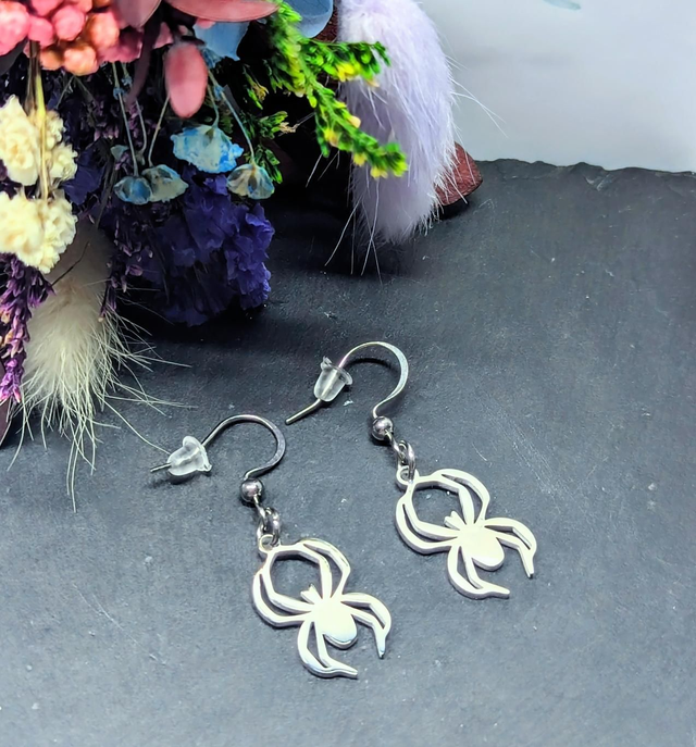 Stainless Steel Dangle/Drop Spider Earrings 