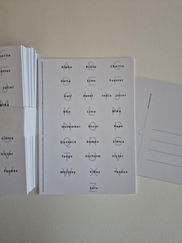 Glückwunschkarte NATO-Alphabet