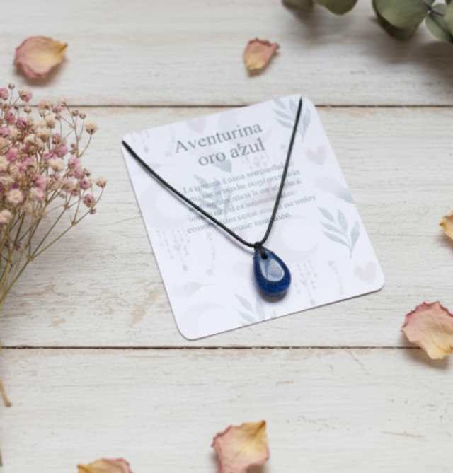 Colgante de rodado de Aventurina Oro Azul