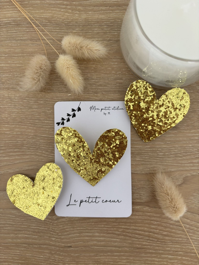 Broche - Coeur or pailleté 