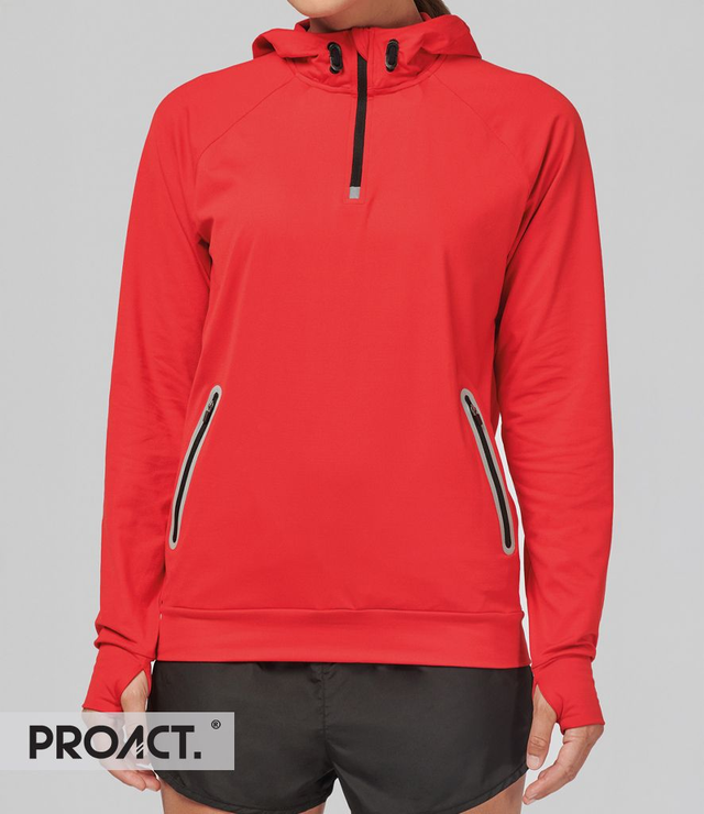 Proact Zip Neck Hooded Sweatshirt