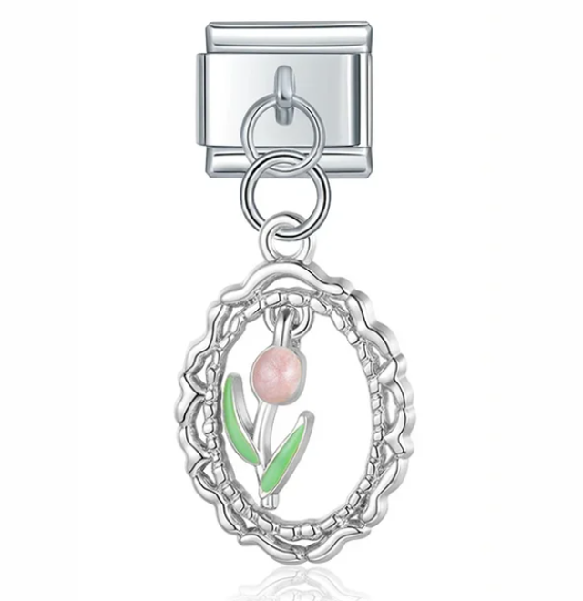 Charm Tulipán con marco colgante