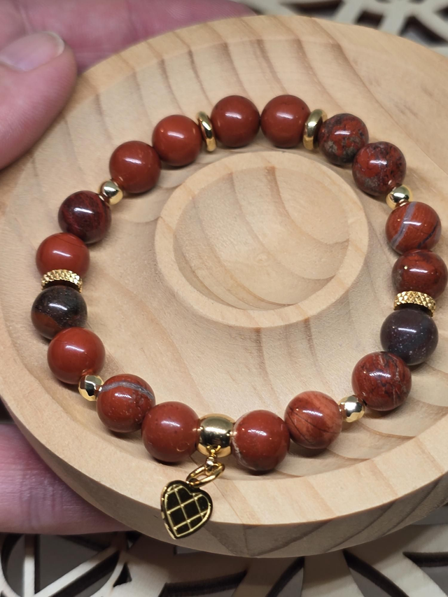 Bracelet Jaspe rouge 0,8 cm