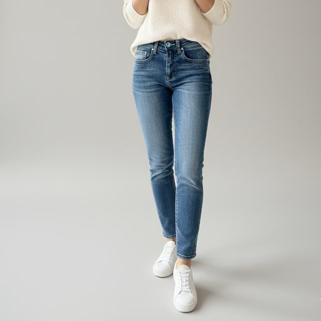 Jean Slim Place du Jour Bleu Denim Moyen – Pantalon Stretch Femme Coupe Ajustée