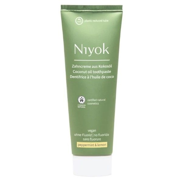 Niyok Zahncreme aus Bio-Kokosöl Pfefferminze &amp; Zitrone, 75ml Tube