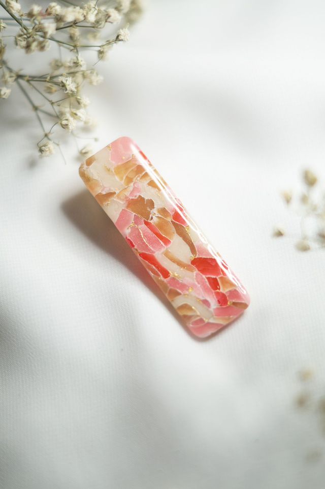 Coloris rose - Barrette rectangle