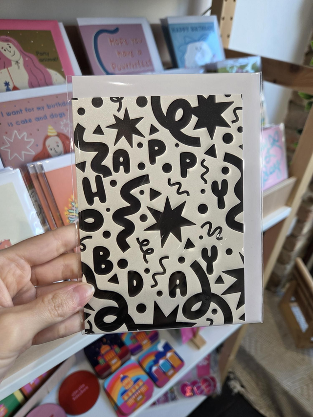 Black and White Confetti Birthday Greetings Card - MD-031