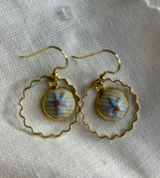 Boucles d’oreilles *Marya bleue/velours beige