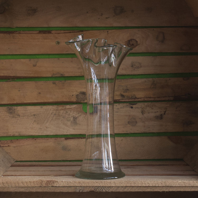 Frilly Clear Glass Vase