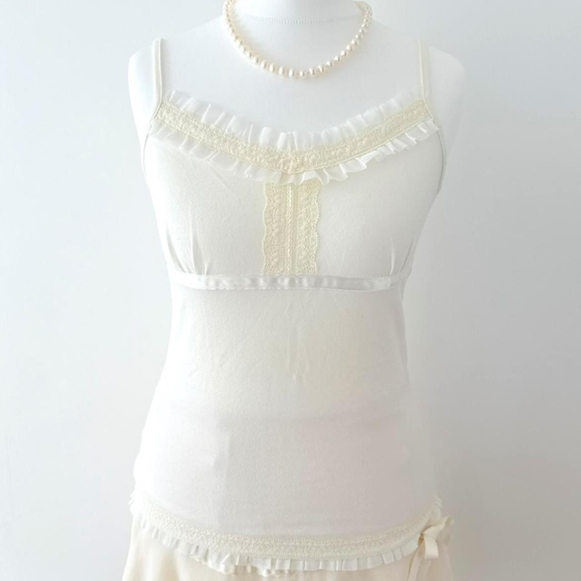 Japanese brand coquette white lace trim cami 