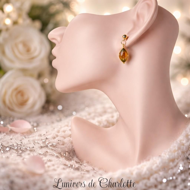 Boucles d'oreilles "Ambre" doré BO-201