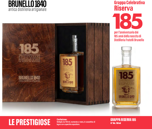 GRAPPA "185" RISERVA  (15 ANS) + Boite en bois