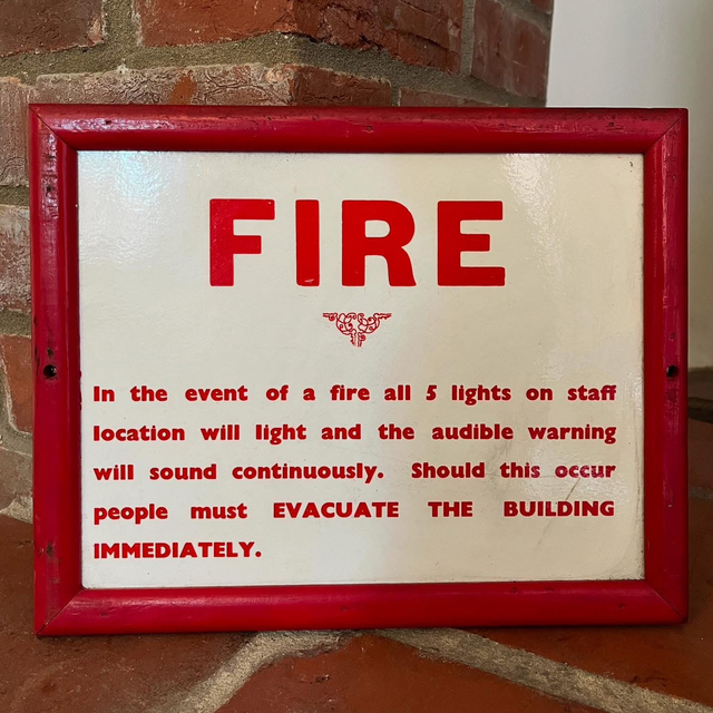 1950’s Industrial Factory “Fire” Sign 
