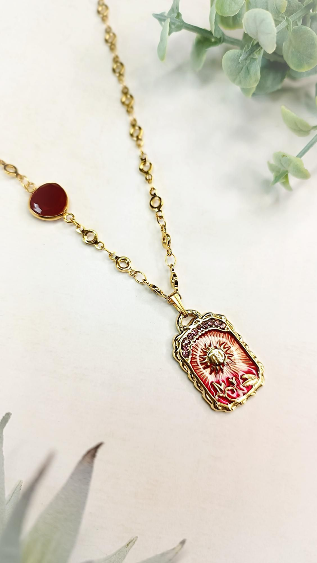 Collier SURYAH - Rouge rosée - Cornaline