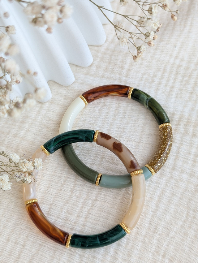 Bracelet Lison vert forêt léopard