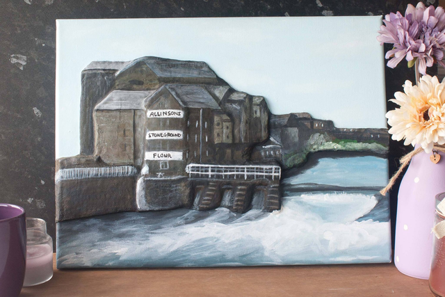 'Castleford Mill' Original 3D Acrylic Painting by Artist Purple Faye