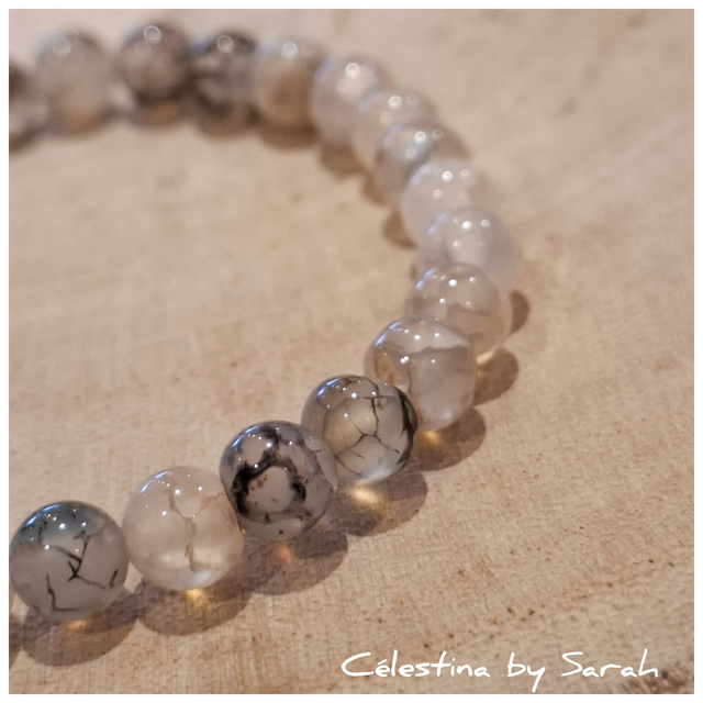 Bracelet Agate Veine de Dragon 6mm Taille Dame