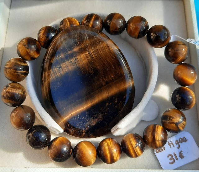 Coffret Oeil de tigre bracelet + galet anti-stress