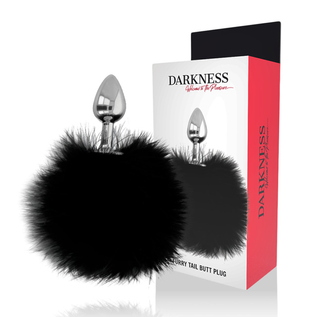 DARKNESS - Plug anal argent 7cm avec queue noire