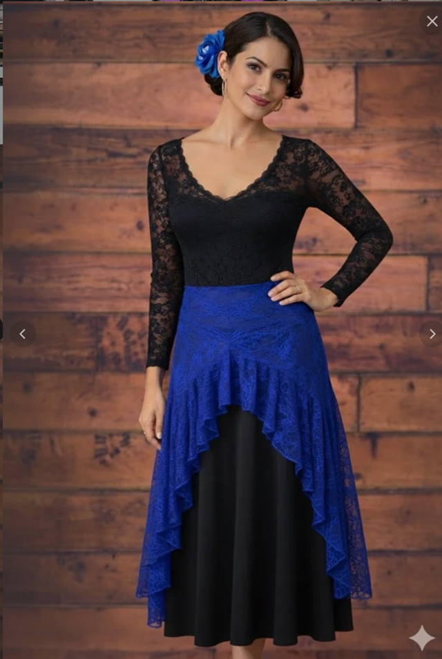 201 Taille M Surjupe bleu royal dentelle 