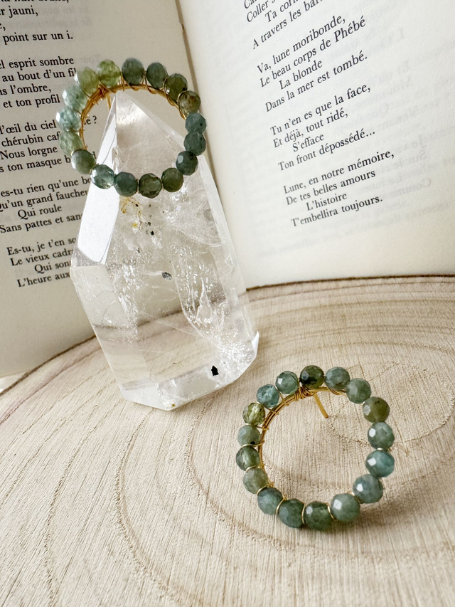 Boucles d'oreilles "jeu de nuances" - Apatite verte